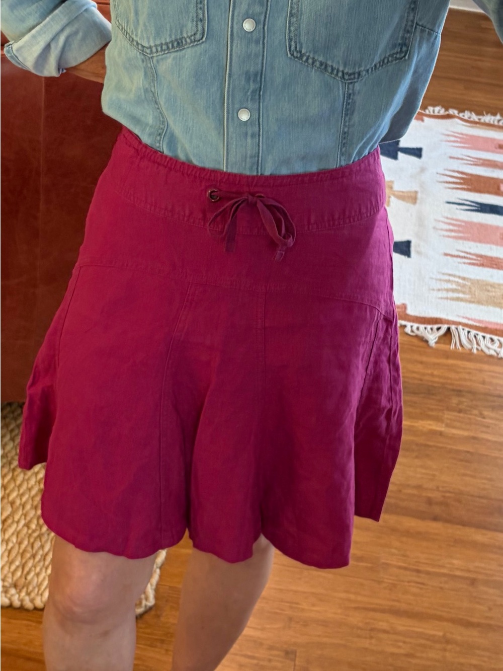 Athleta Fuchsia Drawstring Linen Skirt - Picture 4 of 6